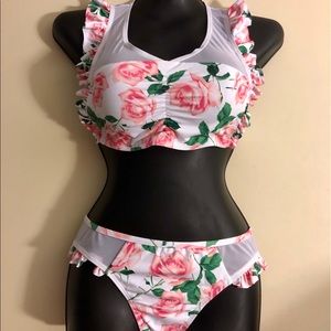 Pink Floral modest bikini sz Large